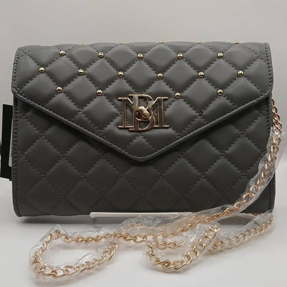 Badgley Mischka Diamond Quilt Stud Shoulder Bag
